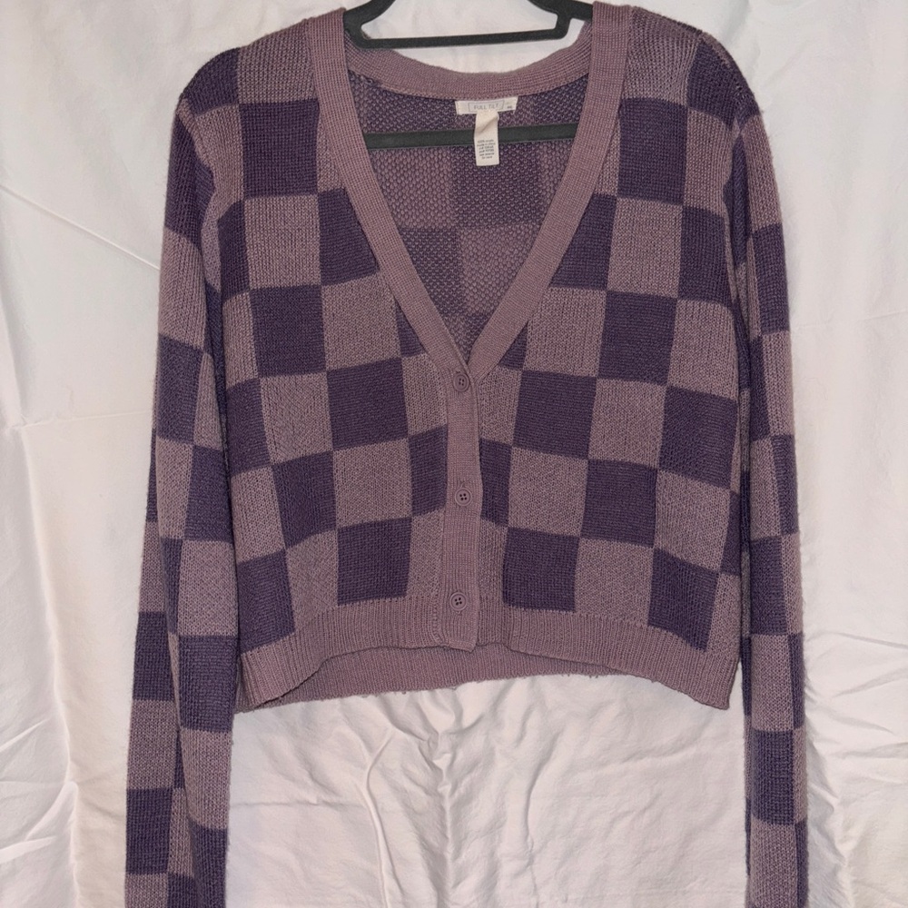 Tilly's Purple Plaid Women's Cardigan